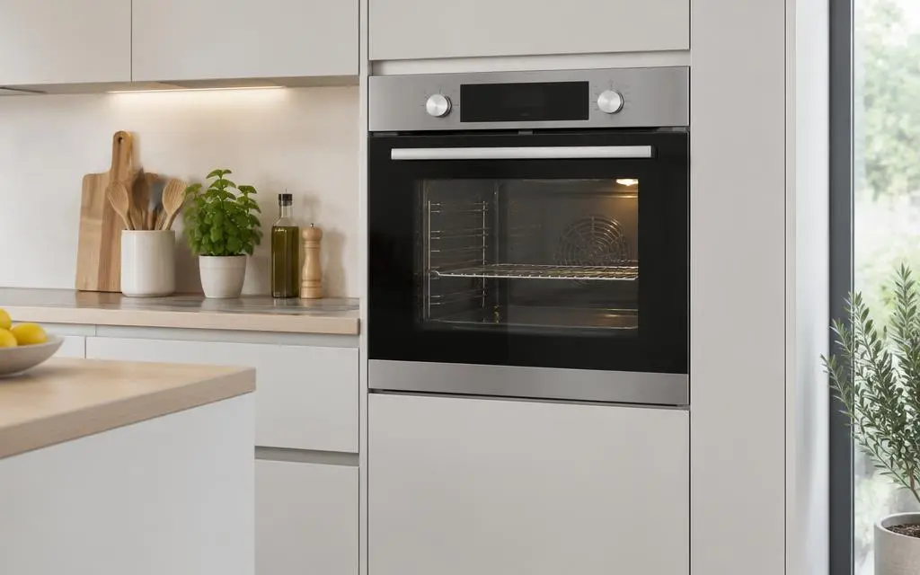 Built-in electric oven in a modern light kitchen
